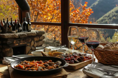Paysage d’automne gastronomique en Andorre avec champignons, vins locaux et recettes de saison automne-gastronomique-andorre