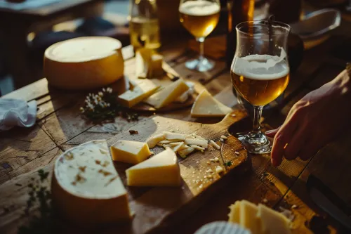 Association gourmande entre fromages affinés en altitude et bières artisanales locales, expliquant leurs particularités gustatives