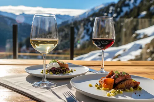 Vigne d’altitude en Andorre, entre roches et neige, illustrant des vins frais, précis, aromatiques et parfaits pour des accords mets-vins équilibrés