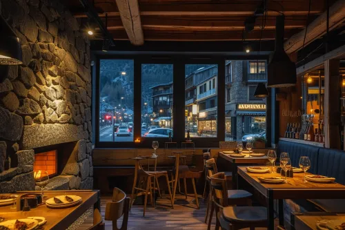 Vue d’un restaurant chaleureux en Andorre, mettant en avant cuisines locales, bodegas conviviales et adresses gourmandes prisées des visiteurs
