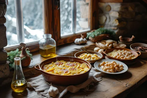 Panorama de la cuisine andorrane entre Pyrénées et influences voisines, mettant en valeur la richesse de la cuisine andorrane traditionnelle