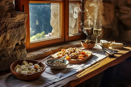 Assiette gastronomique mettant en valeur saisonnalité, durabilité et savoir-faire culinaire, avec produits frais et mise en scène soignée
